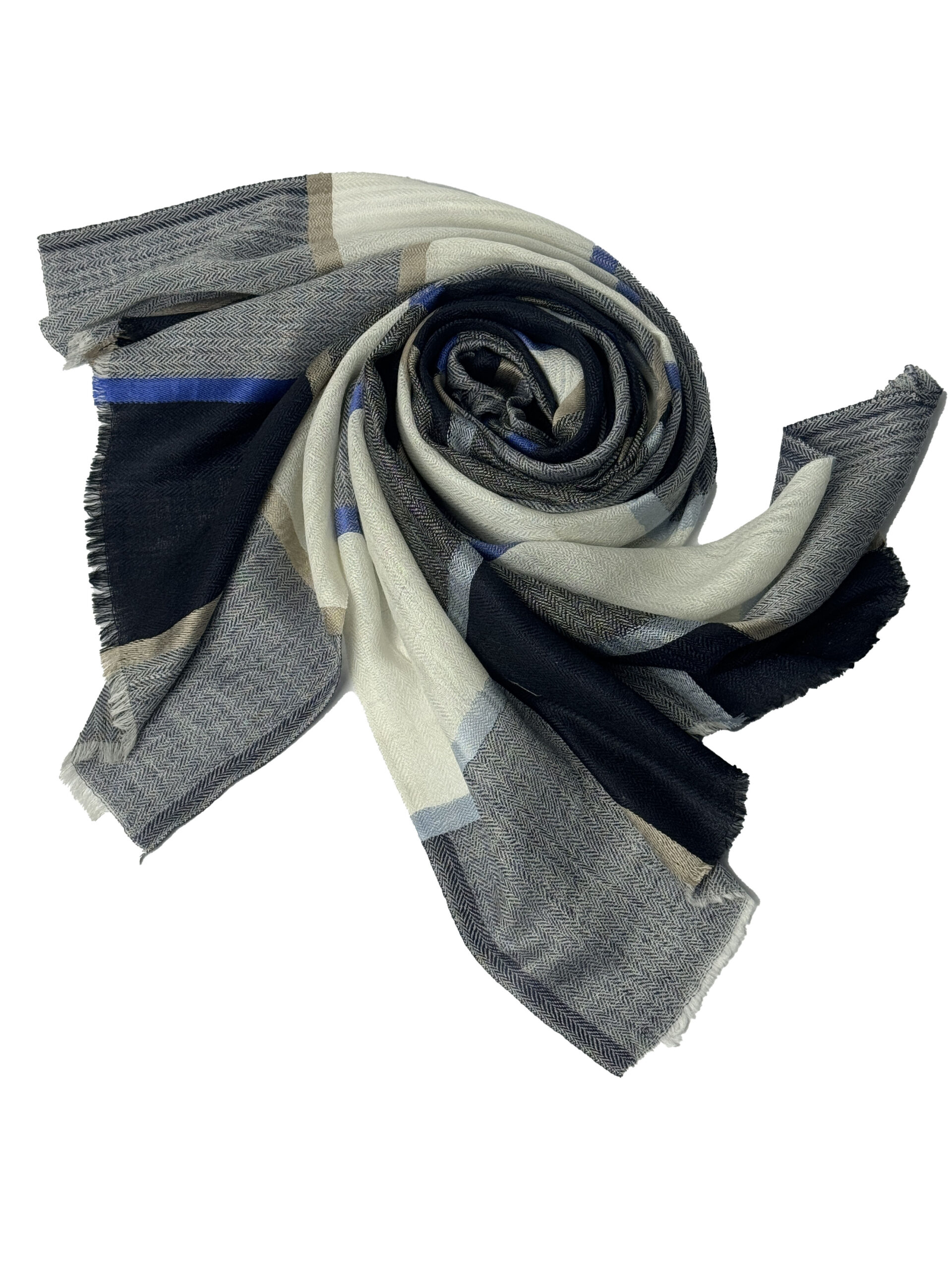 Semi Pashmina Blue Black check