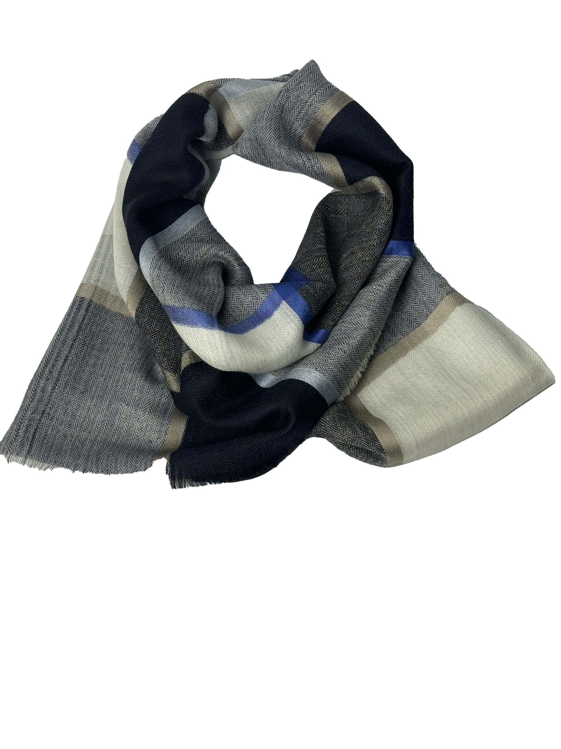 Semi Pashmina Blue Black check - Image 3