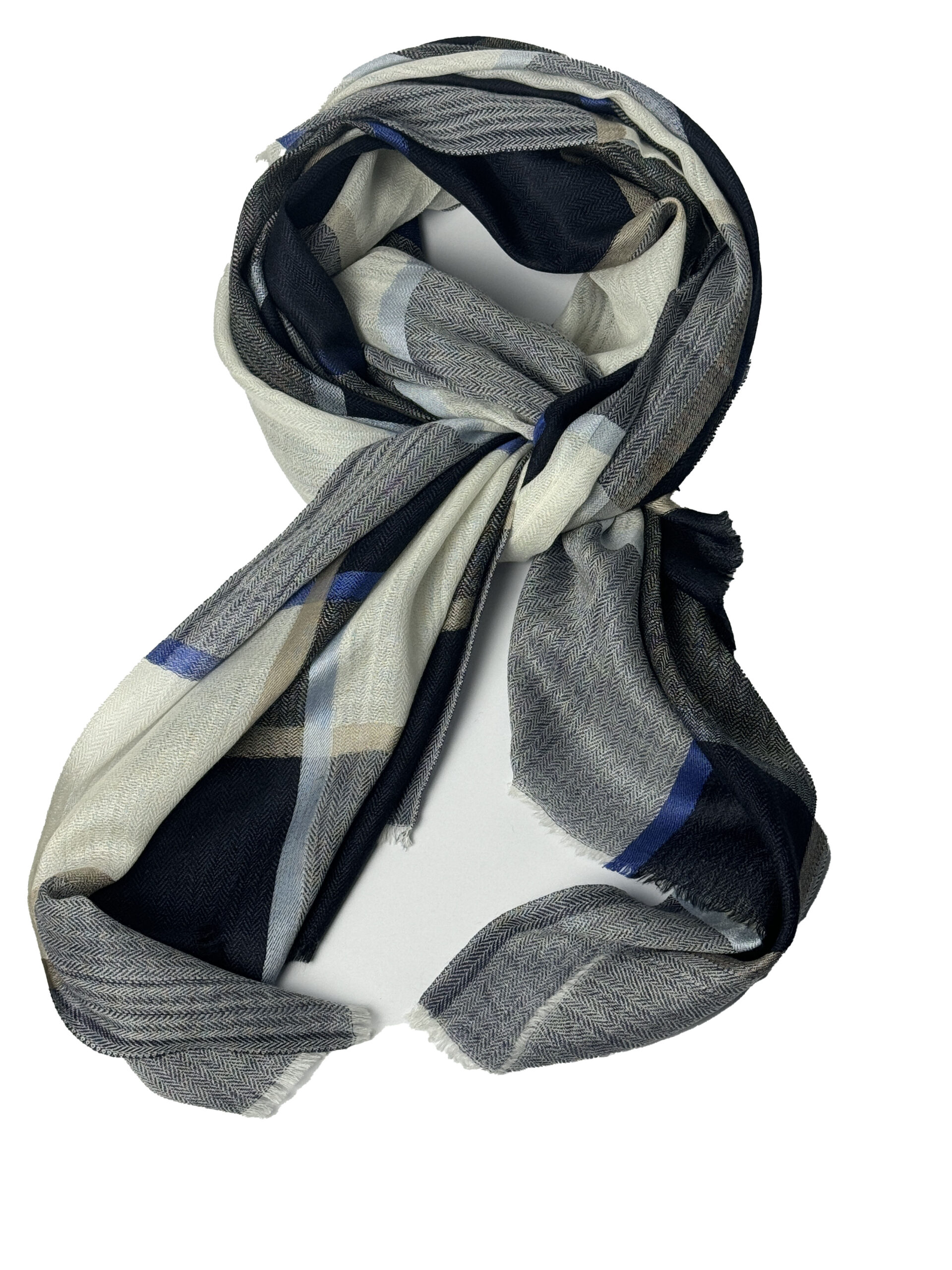 Semi Pashmina Blue Black check - Image 2