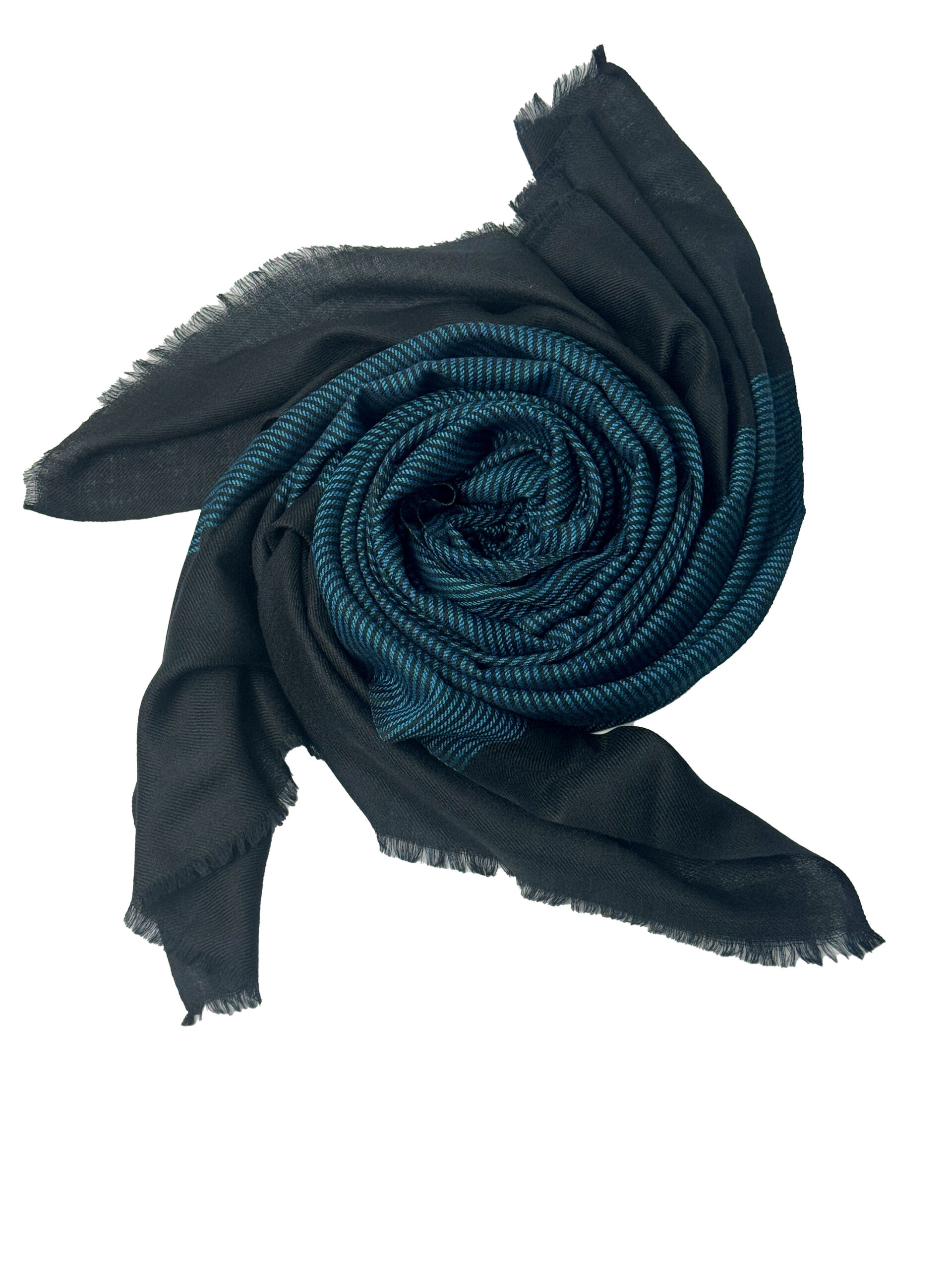 Semi Pashmina Black with Blue Stripe