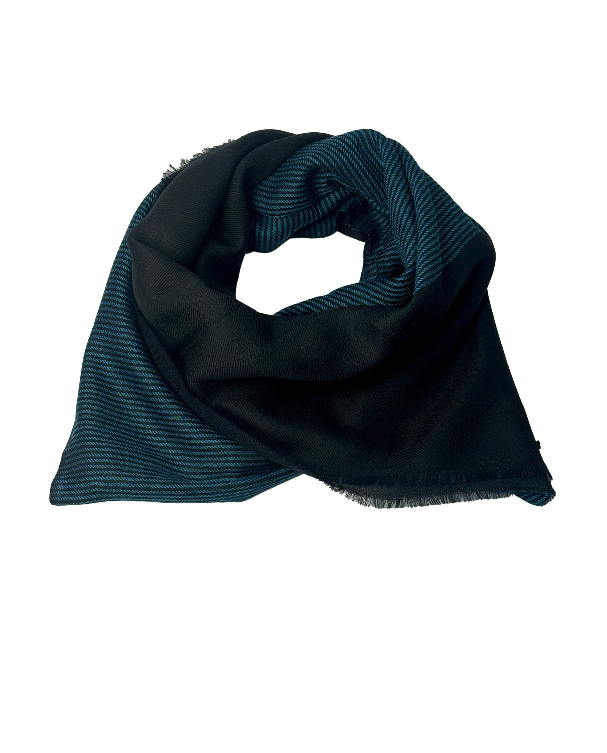 Semi Pashmina Black with Blue Stripe - Image 4