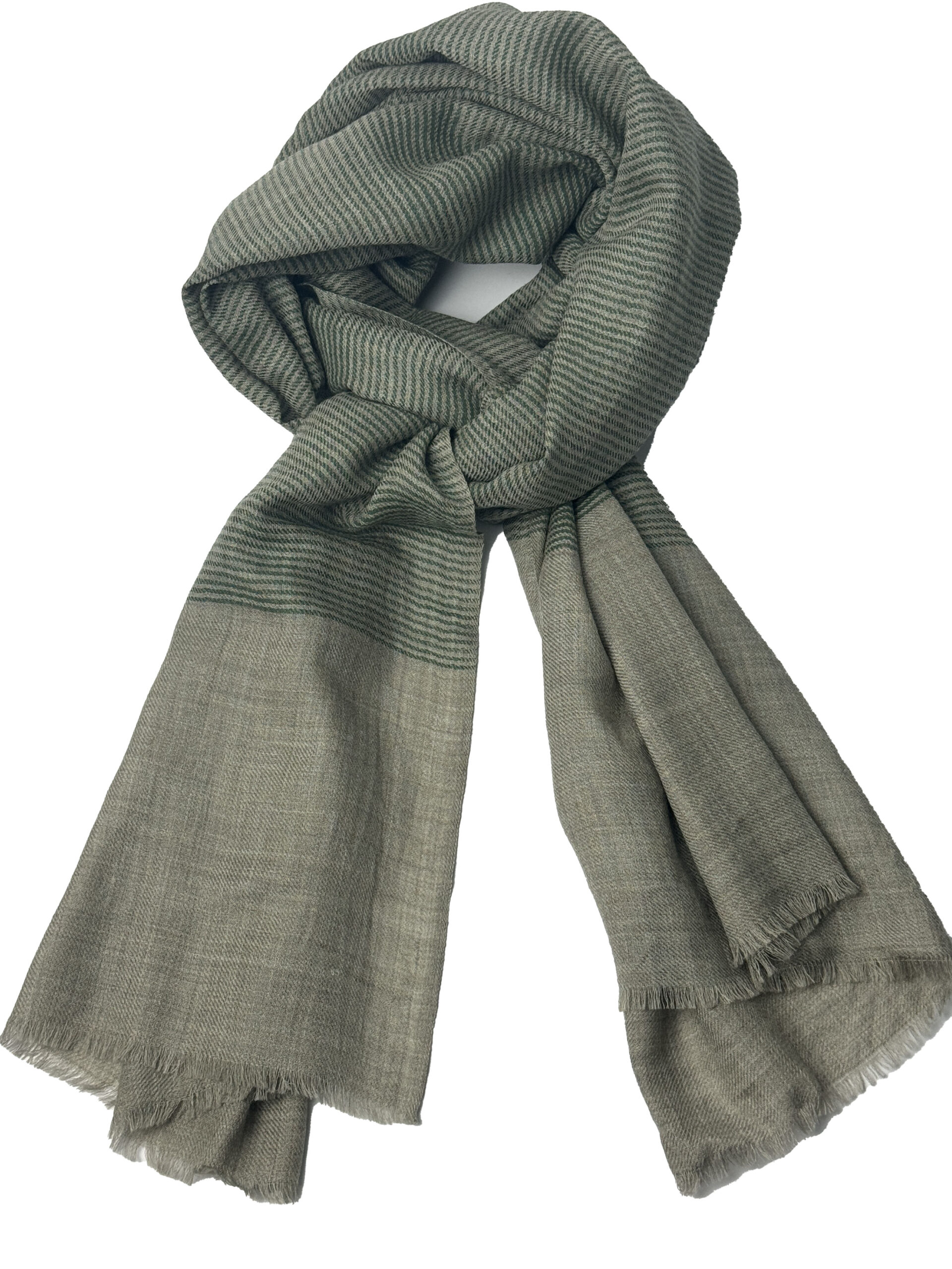 Semi Pashmina Sage Green Stripe - Image 4