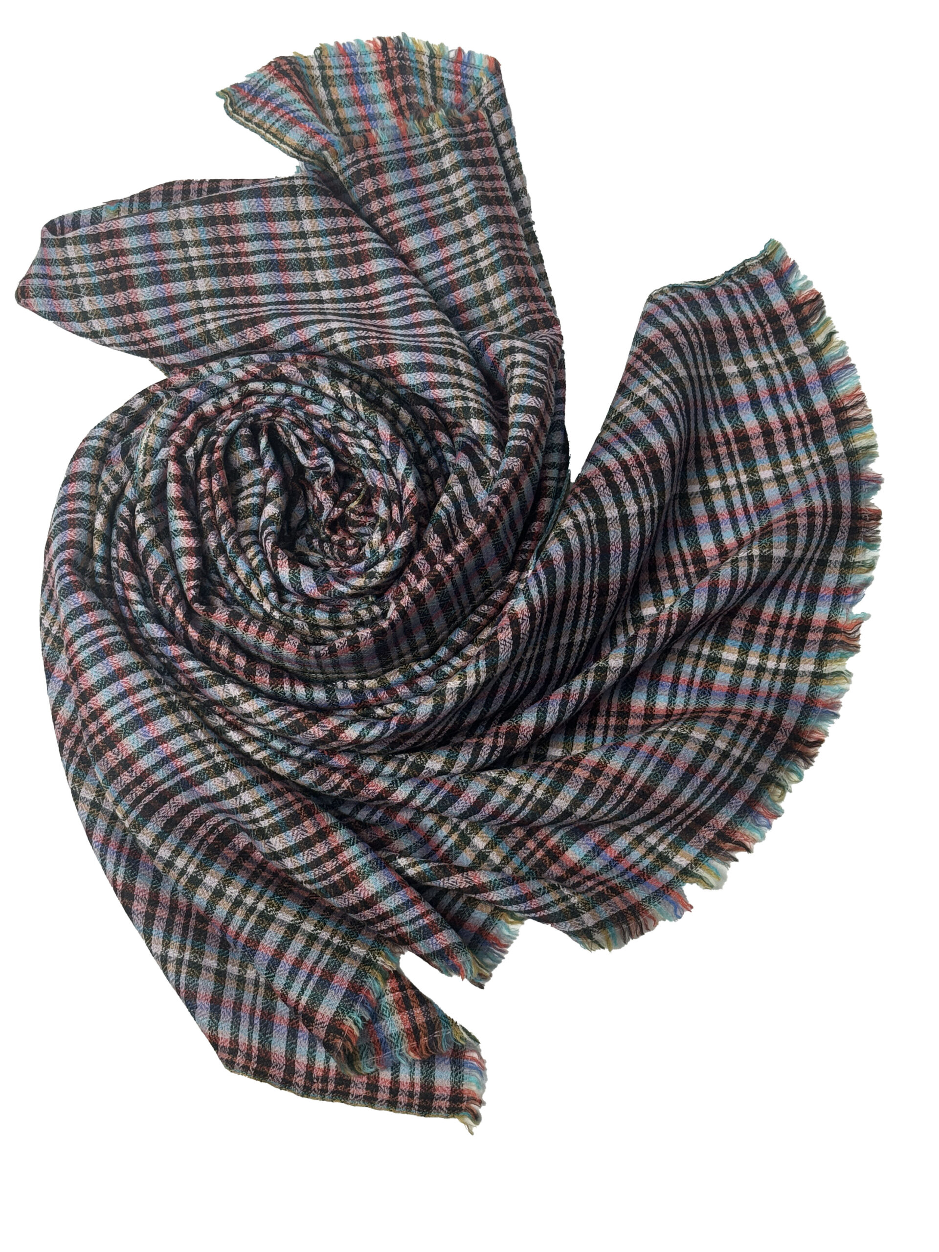 Semi Pashmina Multi Stripe Check