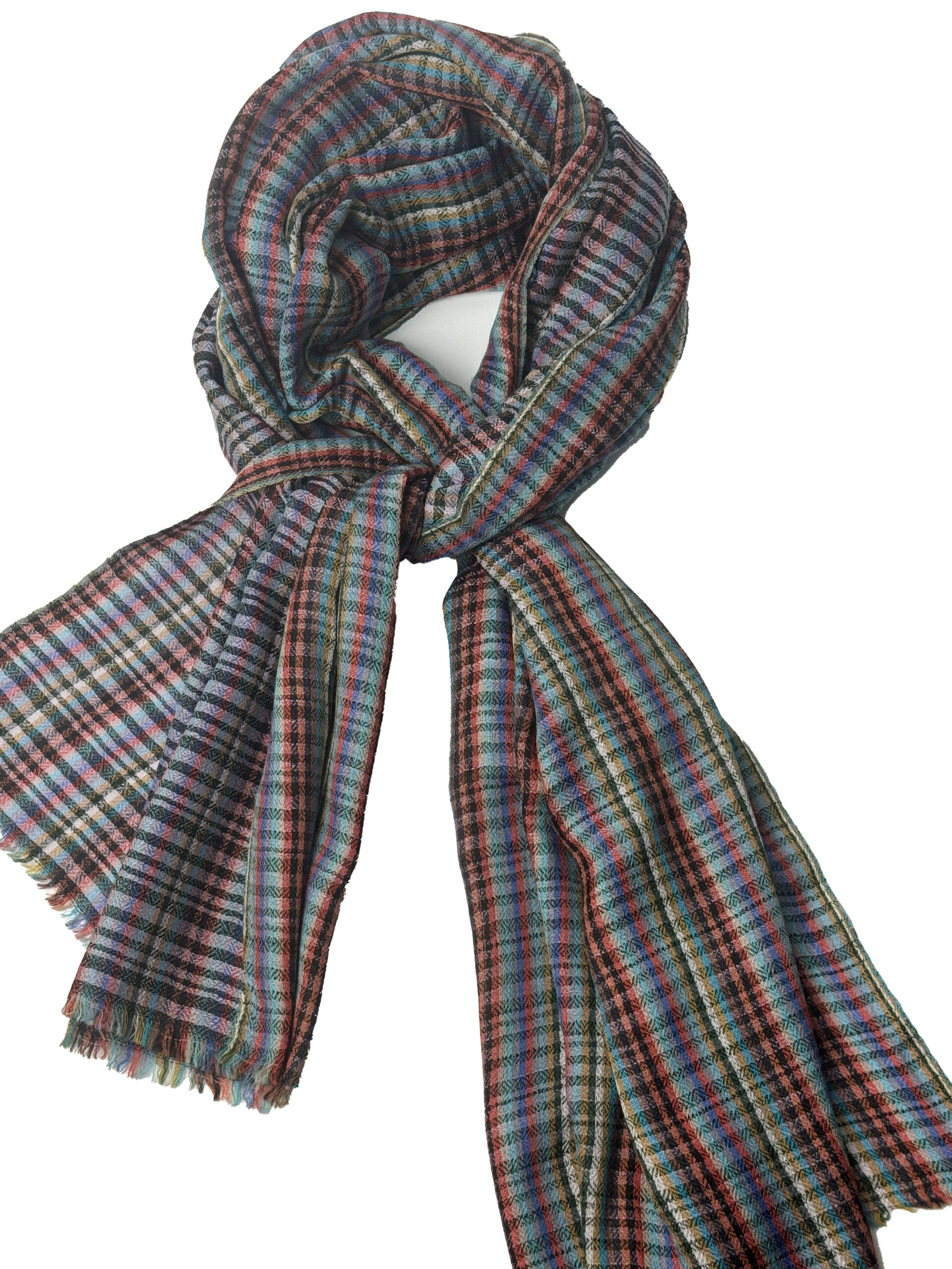 Semi Pashmina Multi Stripe Check - Image 3
