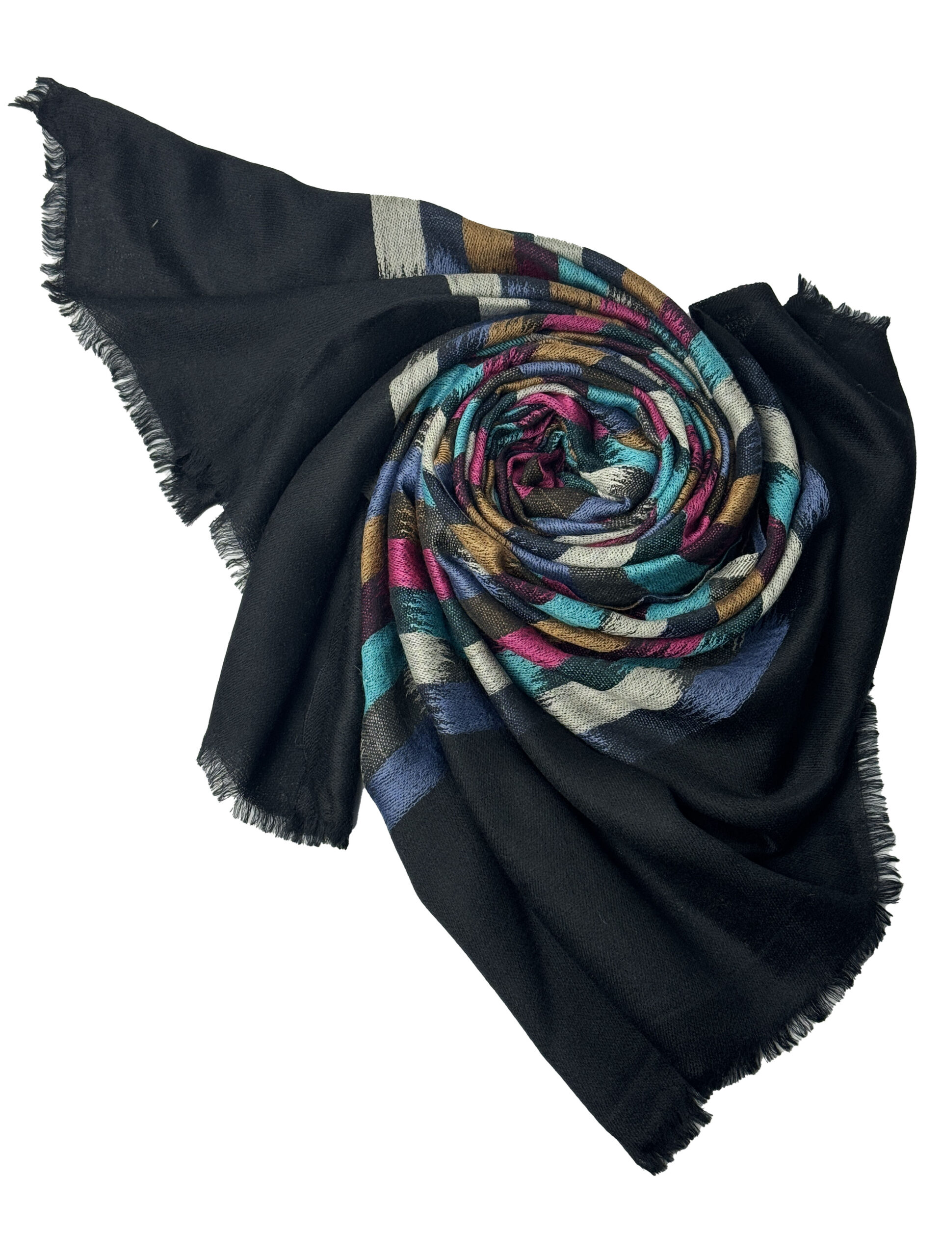 Semi Pashmina Black paintbrush pattern