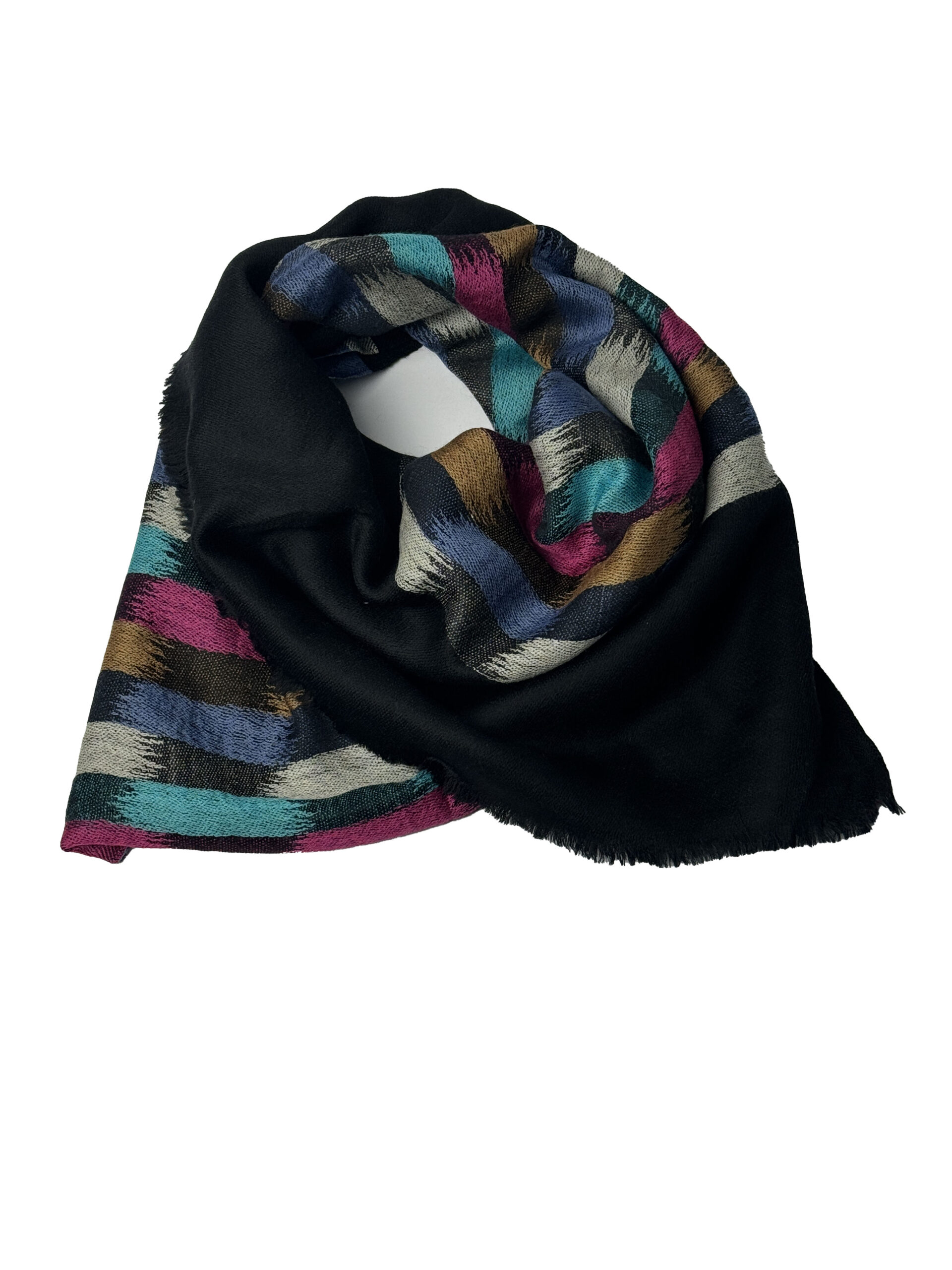 Semi Pashmina Black paintbrush pattern - Image 3