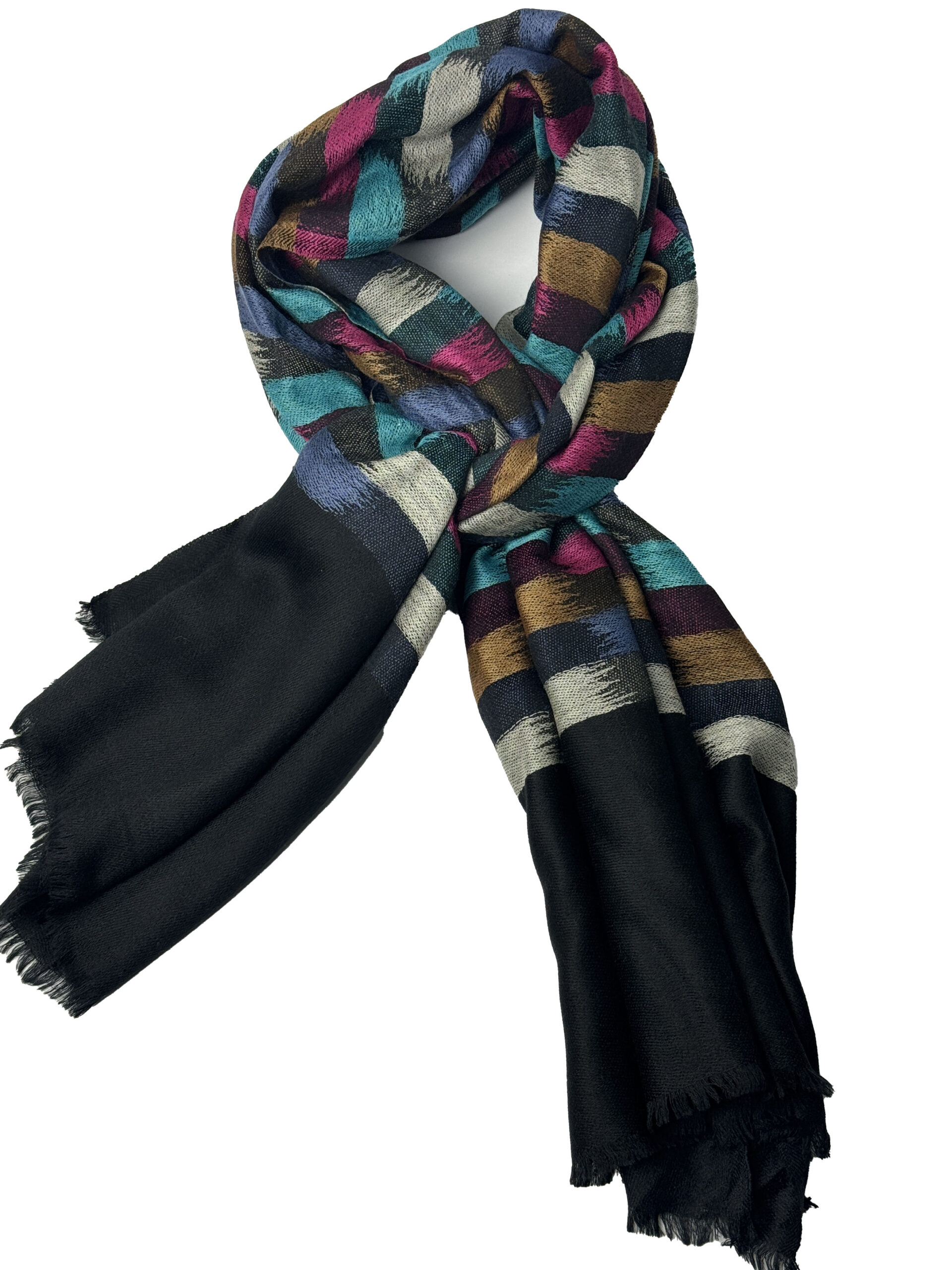 Semi Pashmina Black paintbrush pattern - Image 2