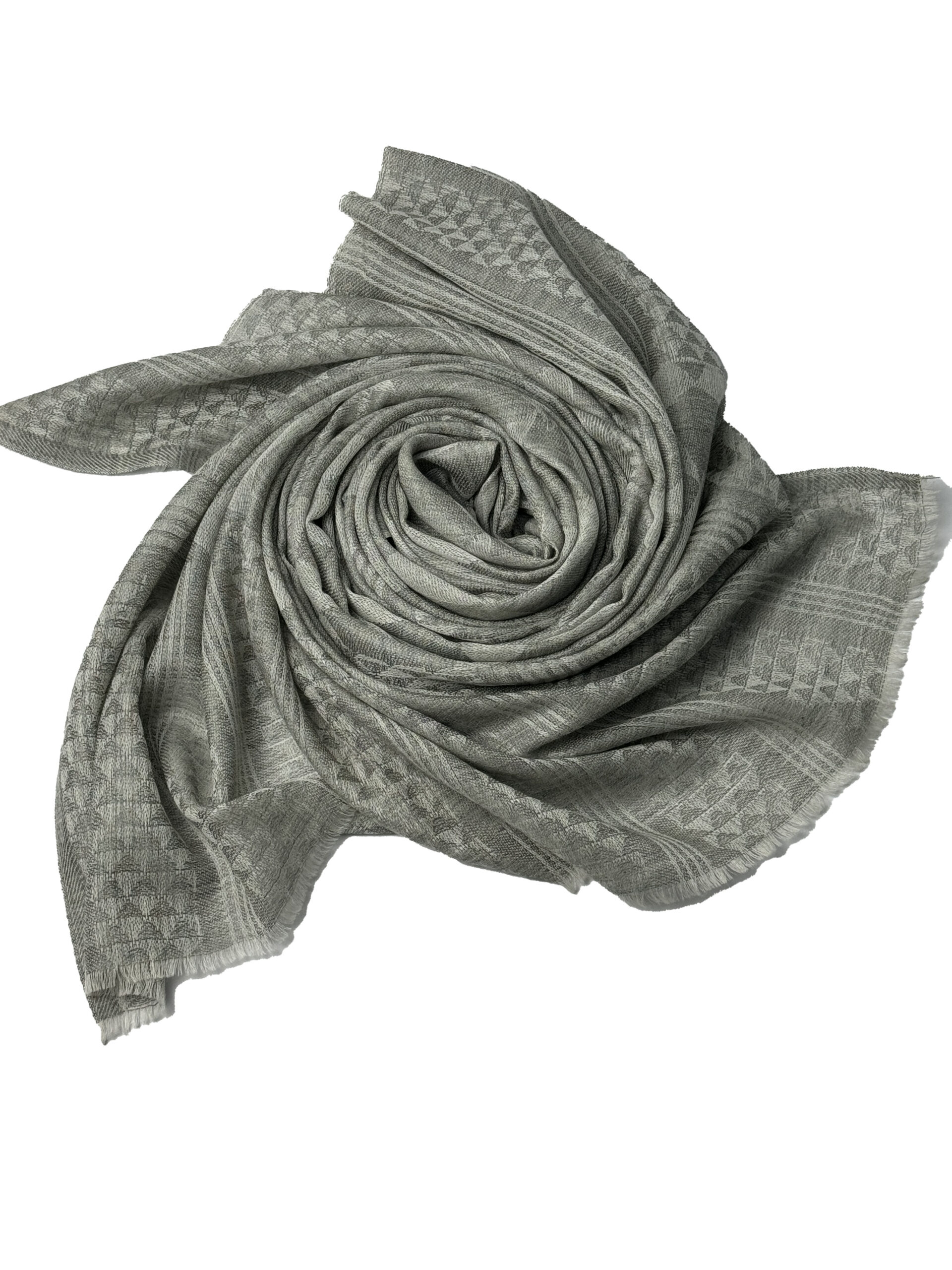 Semi Pashmina Silver Grey Geometric