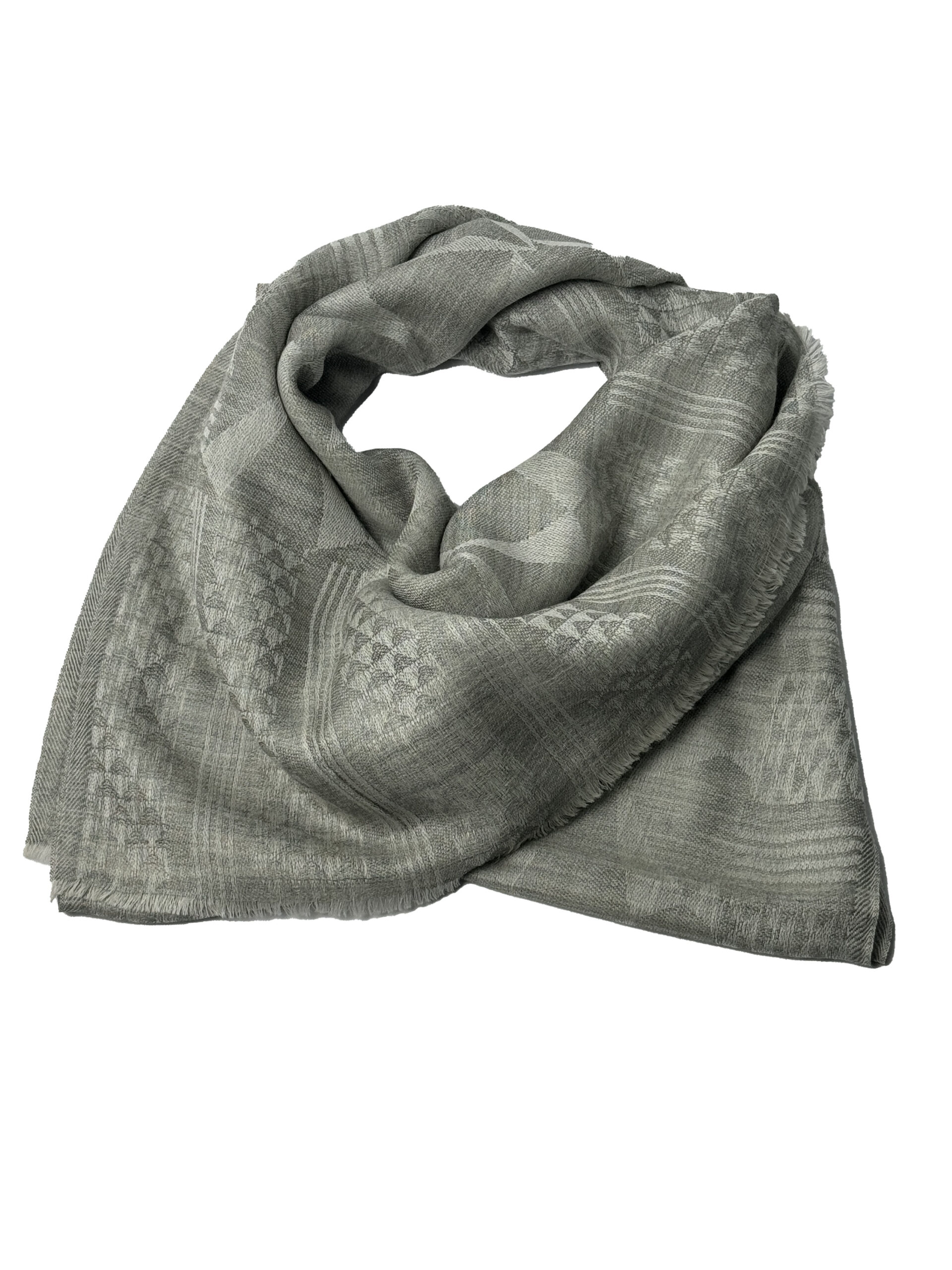 Semi Pashmina Silver Grey Geometric - Image 4