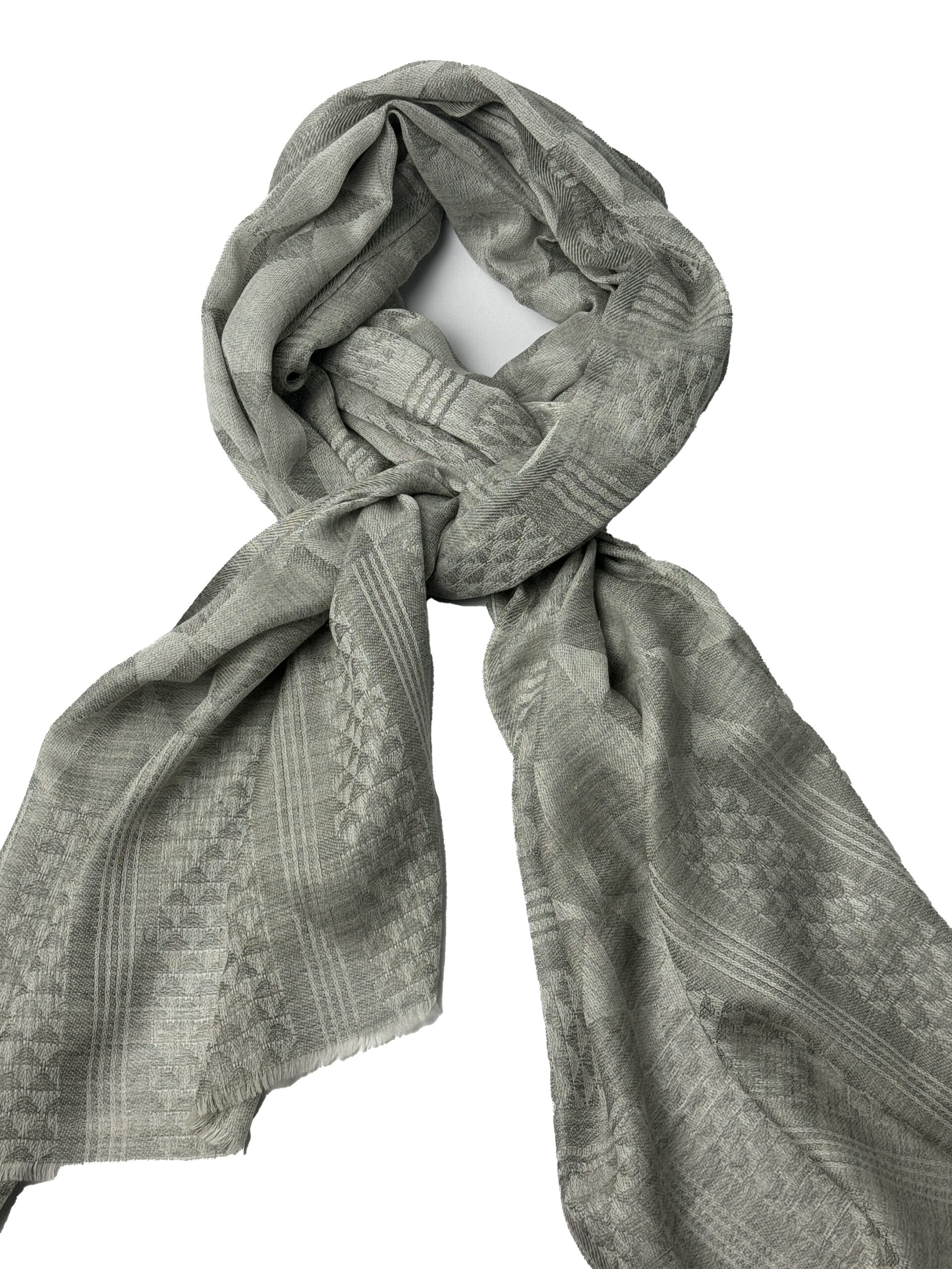 Semi Pashmina Silver Grey Geometric - Image 3