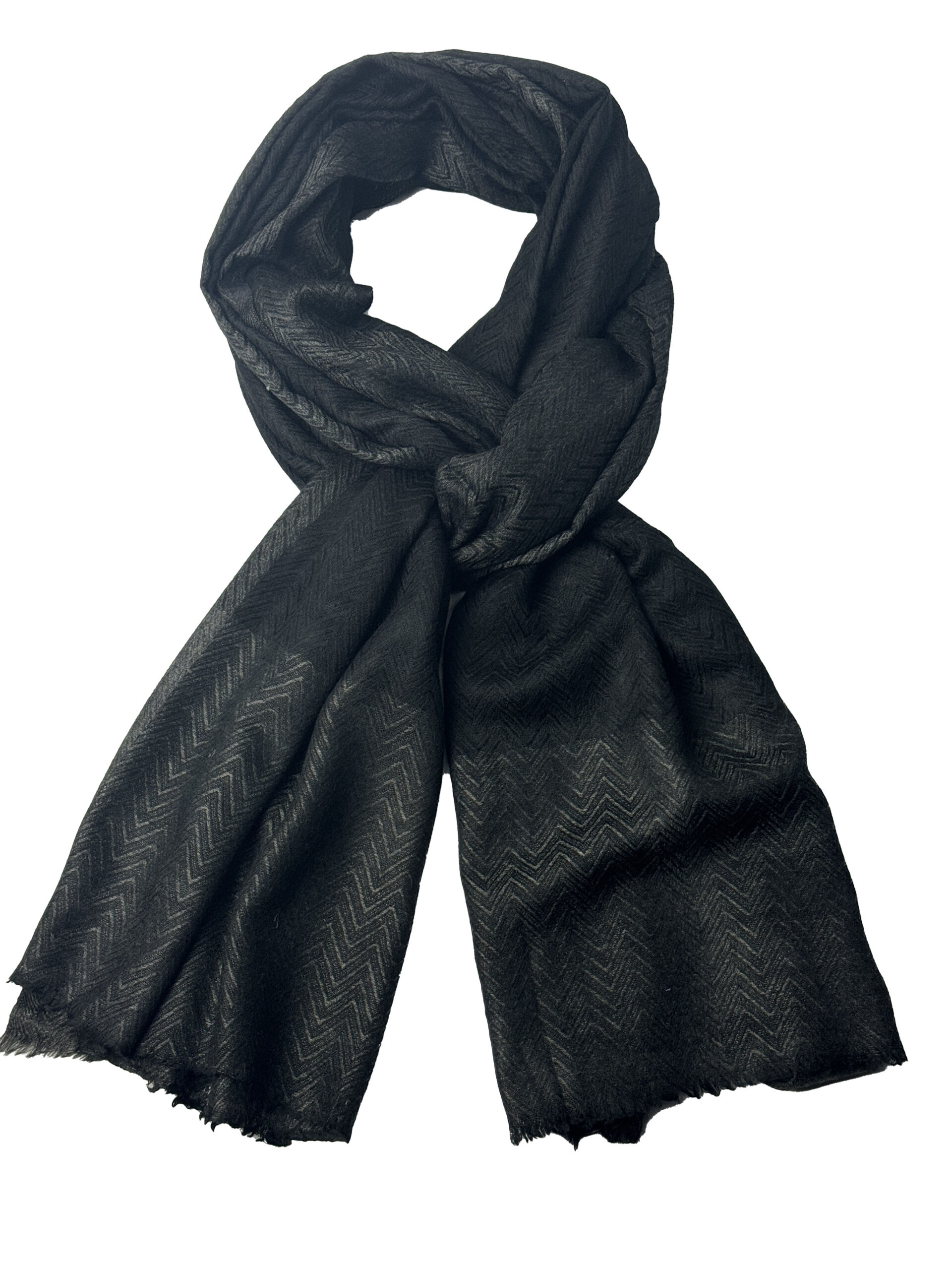 Semi Pashmina Black Zigzag - Image 3