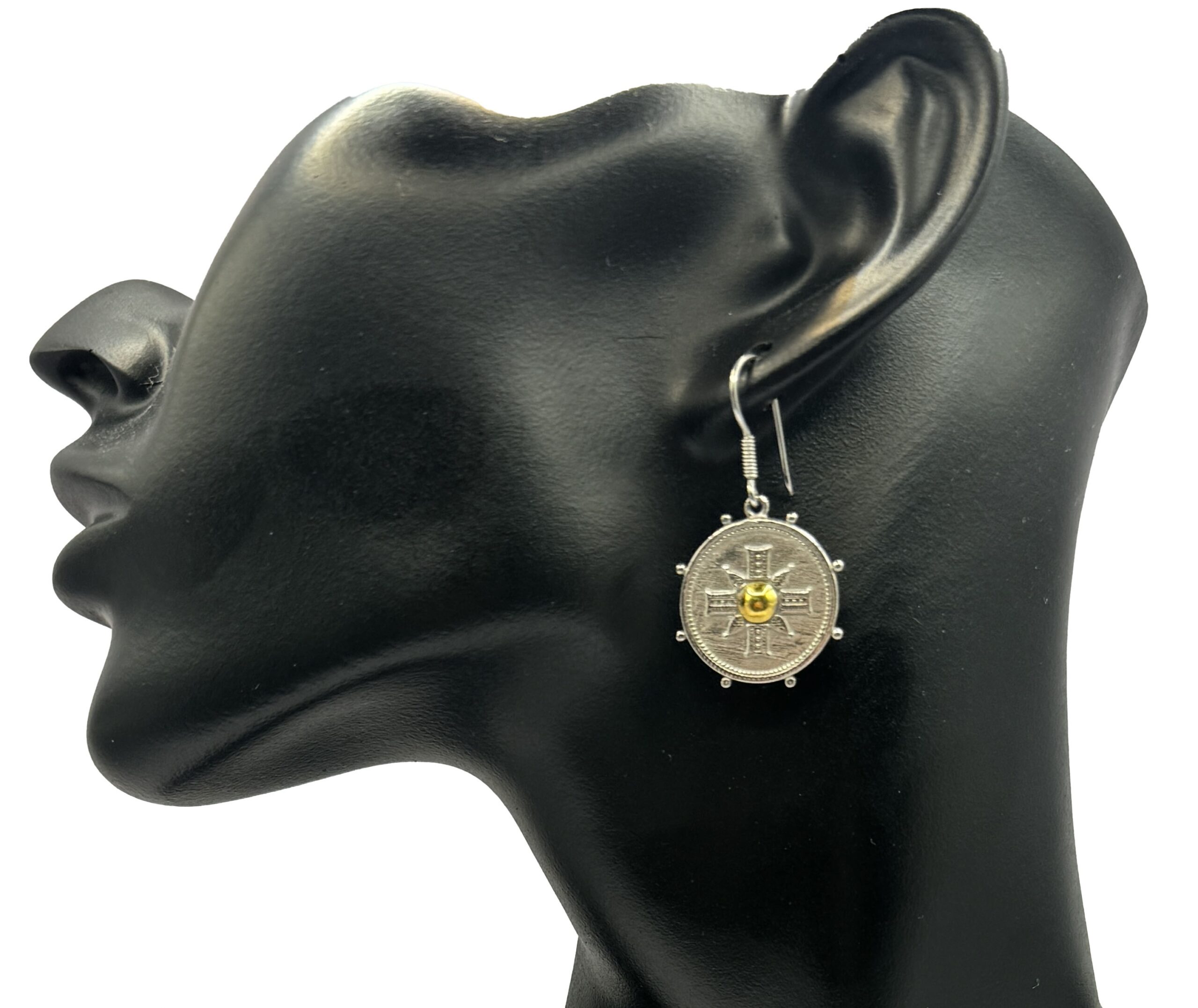 Solid sterling silver cross gold plated earrings - Image 3