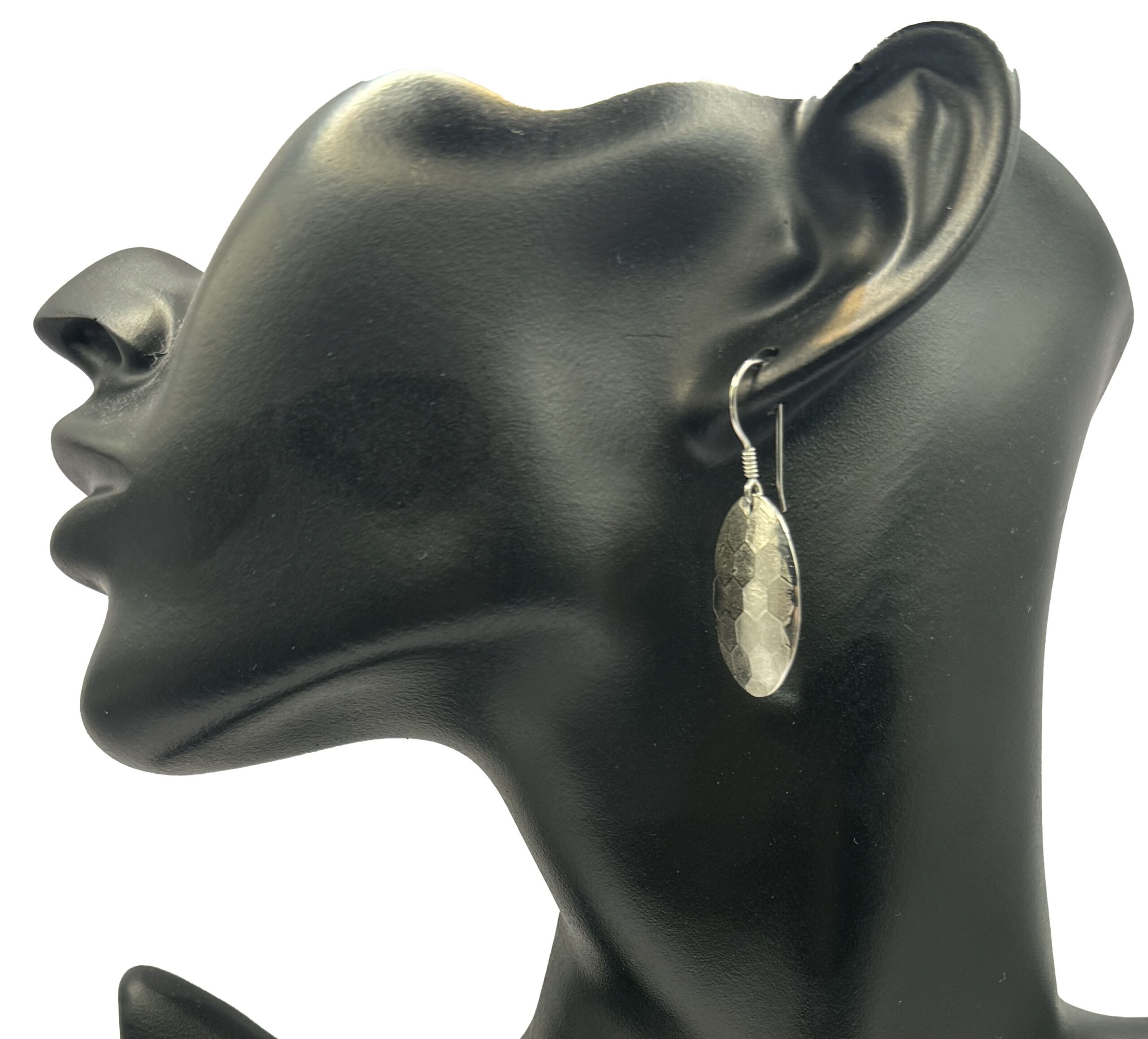 Solid sterling silver Oval hammered - Image 3