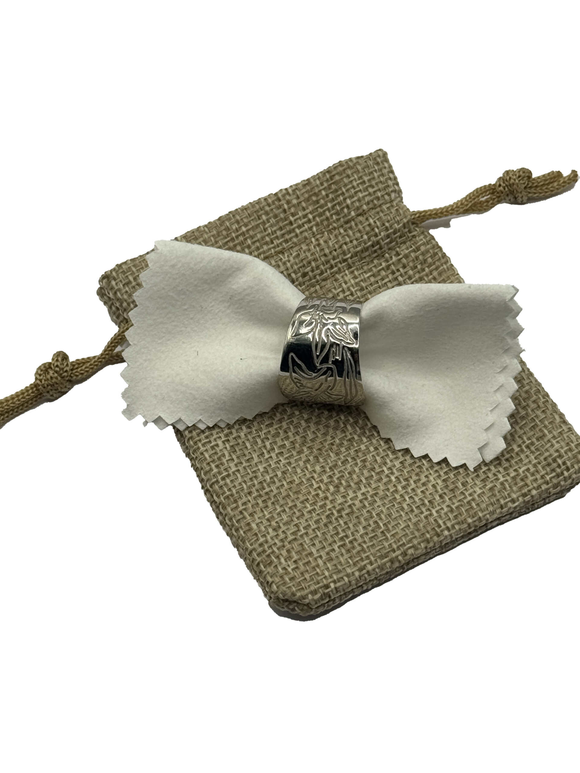 Sterling silver thick band etching