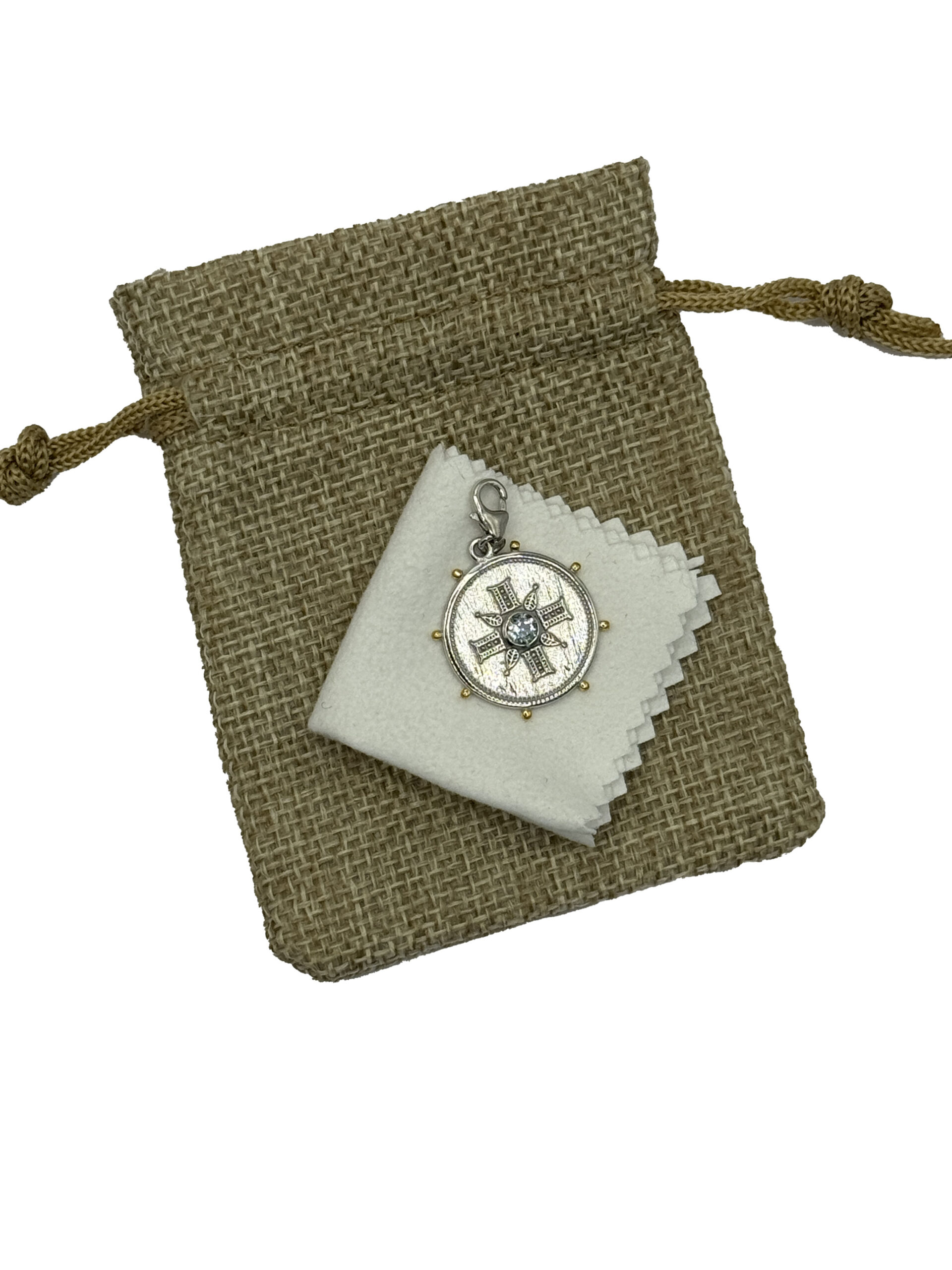 Coin Pendant with Aquamarine semi-precious stone - Image 4