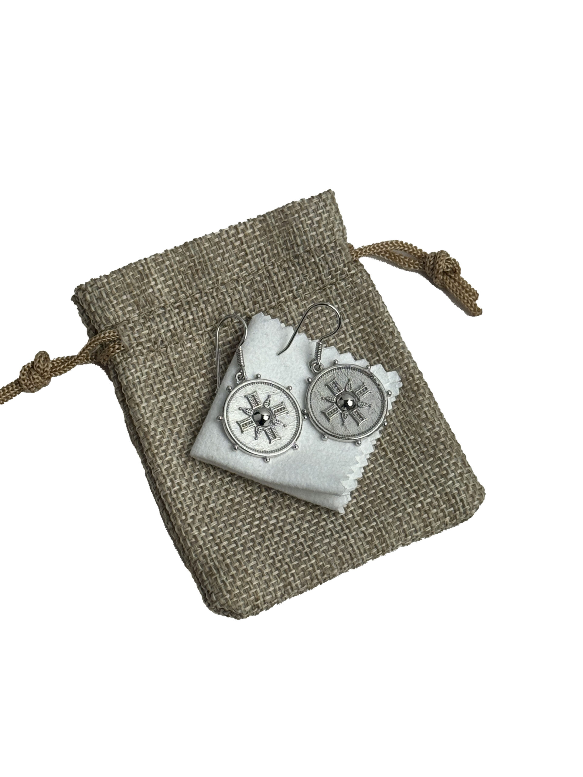 Solid sterling silver cross earrings