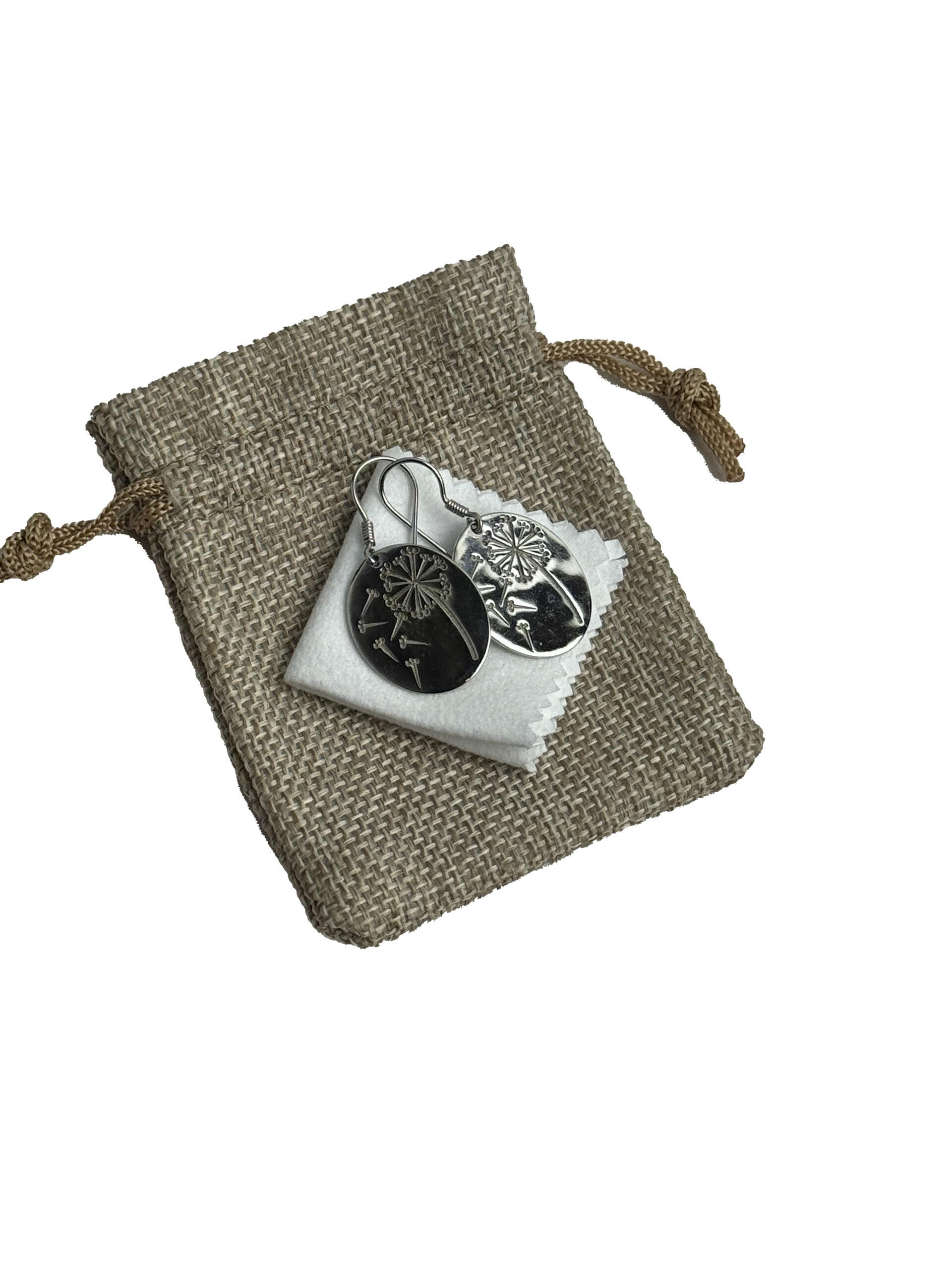 Solid sterling silver Dandelion earring