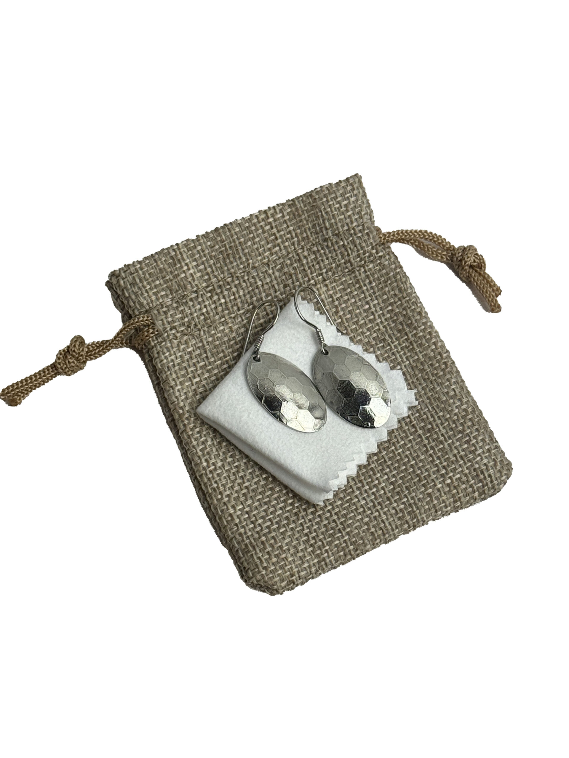 Solid sterling silver Oval hammered