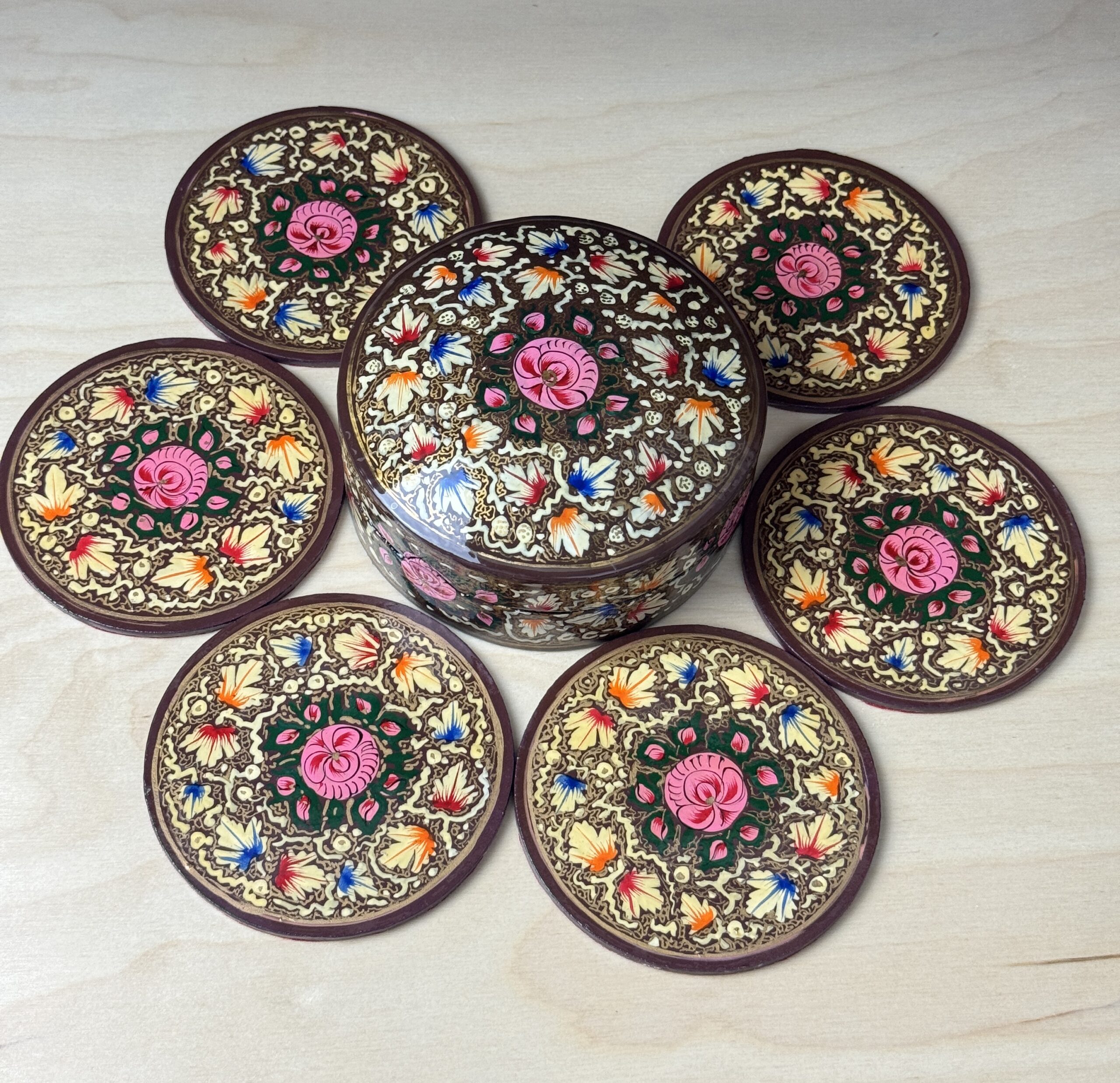Coaster set Brown Pink